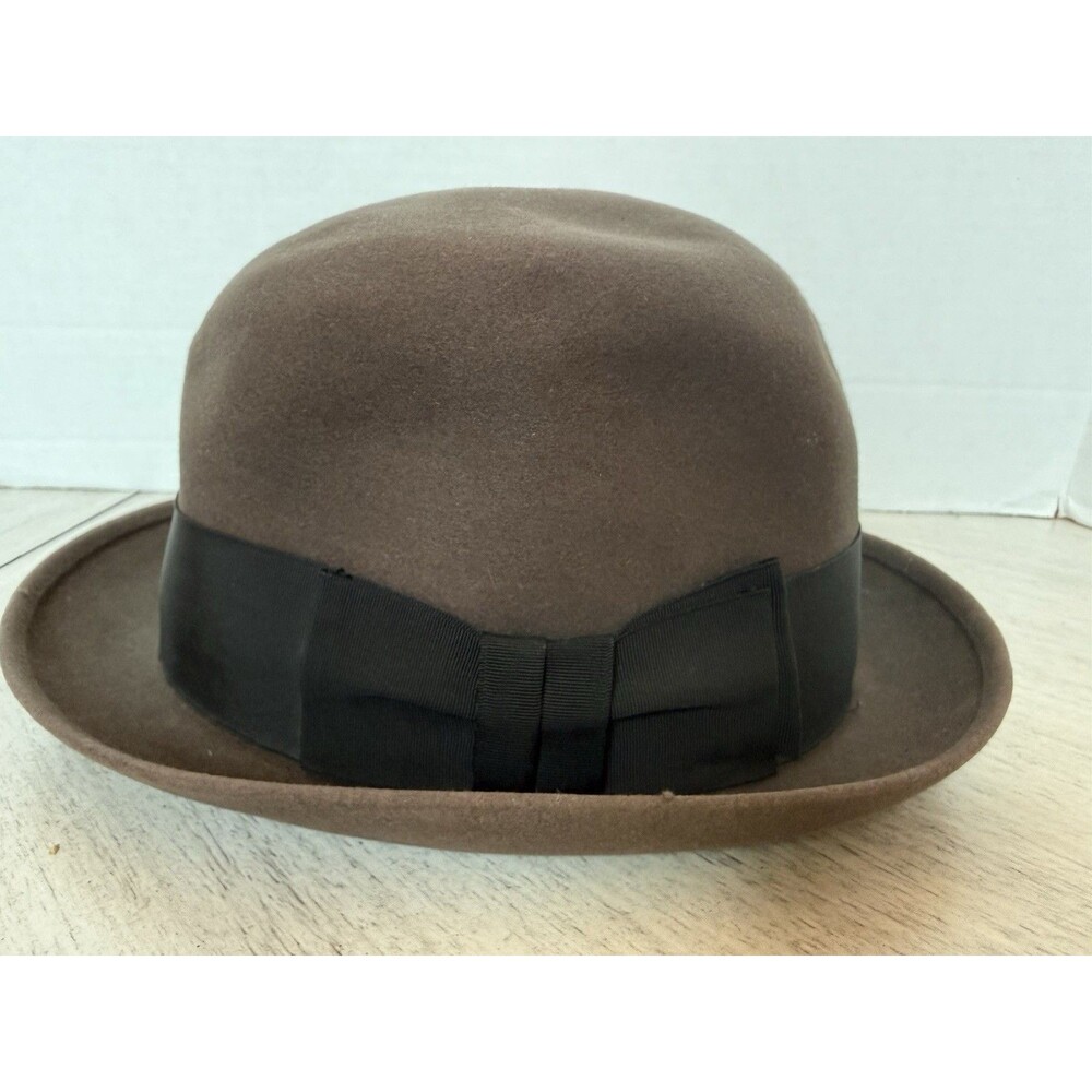 Dobbs Guild Edge Fedora Brown Wool Felt Hat, Cushion Air, Black Ribbon Band Vtg